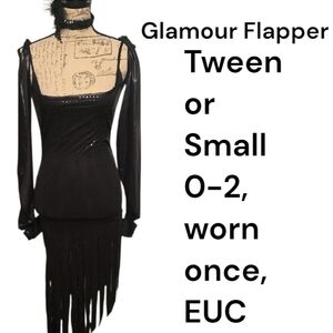 Spirit Of Halloween Black Glamour Flapper Dress Tween Or Women's 0-2, Worn Once